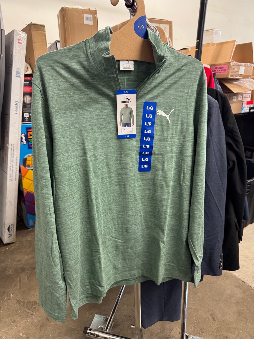 Puma Men’s Sage Green Heather Quarter-Zip Pullover
